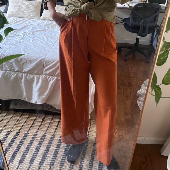 Zara Burnt Orange Trousers with built-in belt - Picture 9 of 9